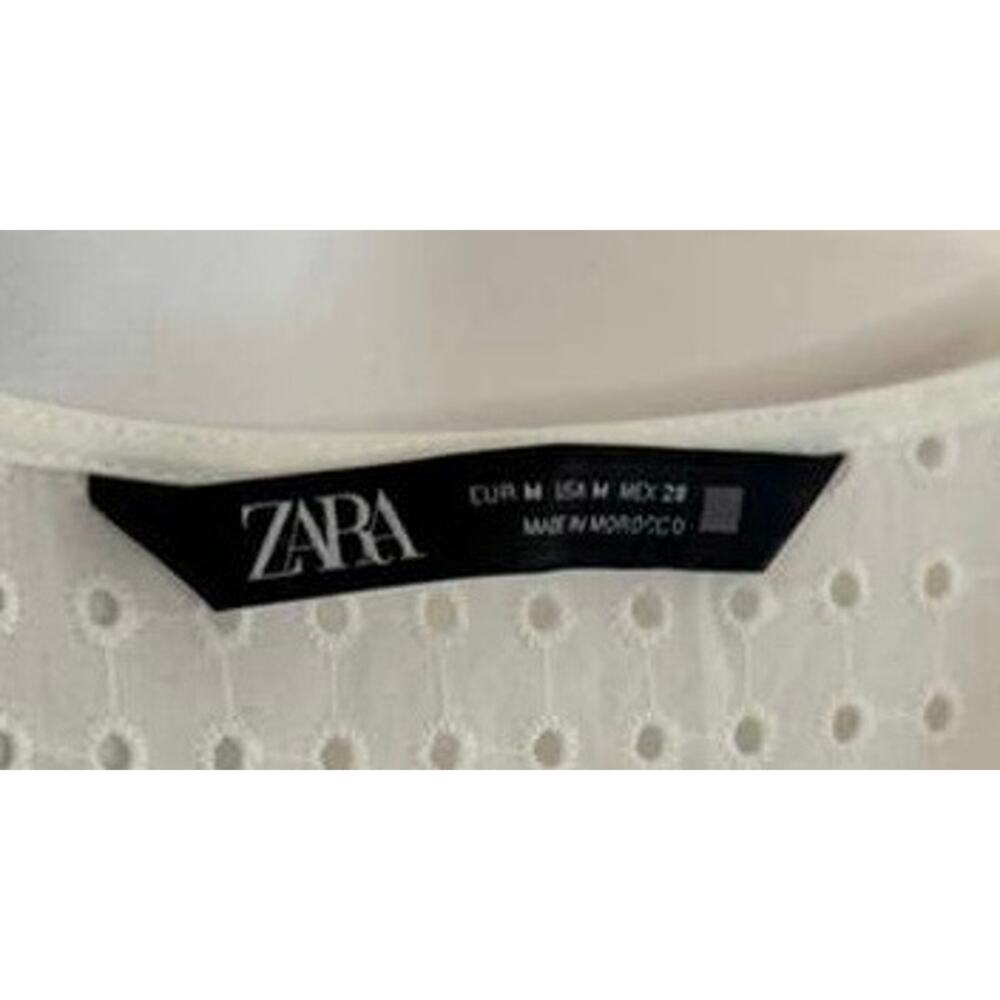 Zara Openwork Embroidered Midi Dress in White sz. M - Picture 4 of 10